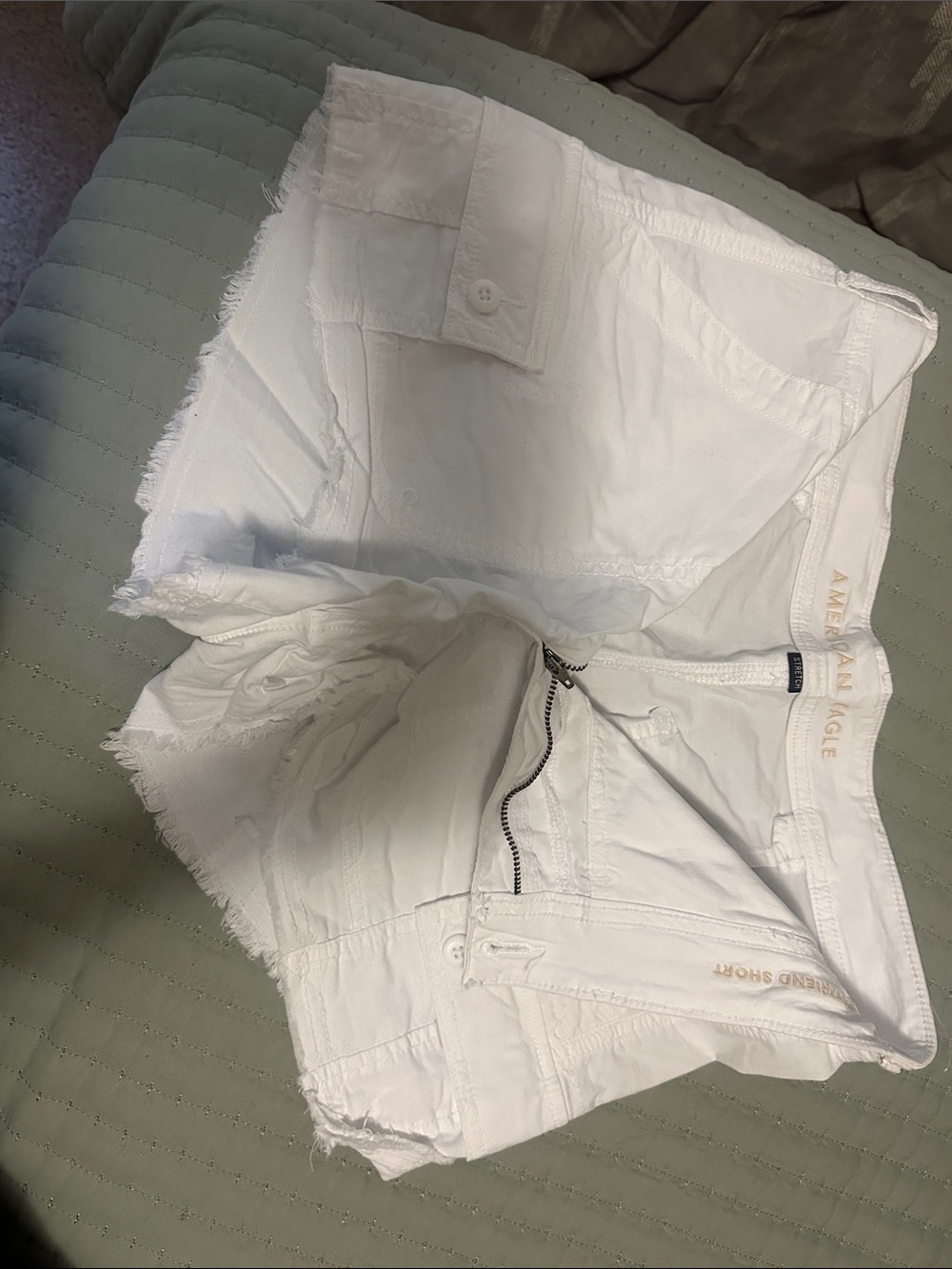 American Eagle Outfitters White Frayed Hem Jean Shorts